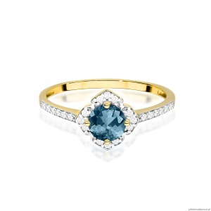 Pierścionek W0603 Topaz London Blue 0,50ct żółte złoto 375