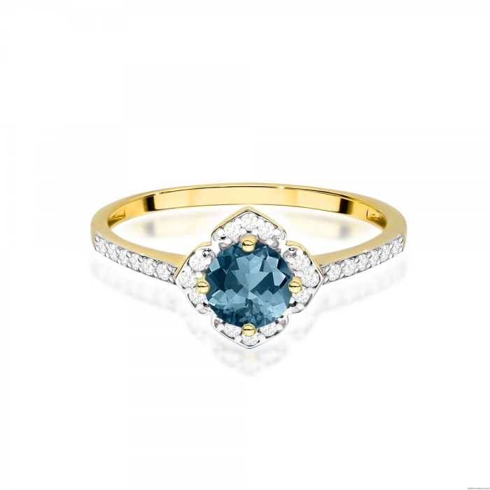 Pierścionek W0603 Topaz London Blue 0,50ct żółte złoto 375