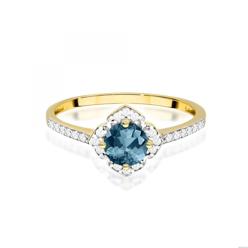 Pierścionek W0603 Topaz London Blue 0,50ct żółte złoto 375