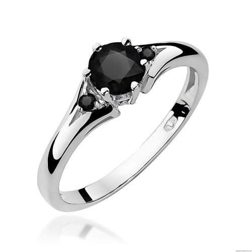 Pierścionek W0076 Czarny Diament 0,50ct białe złoto 375 z czarnymi diamentami