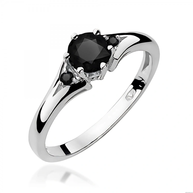 Pierścionek W0076 Czarny Diament 0,50ct białe złoto 375 z czarnymi diamentami