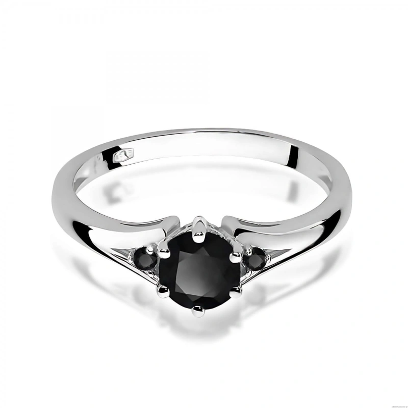 Pierścionek W0076 Czarny Diament 0,50ct białe złoto 375 z czarnymi diamentami