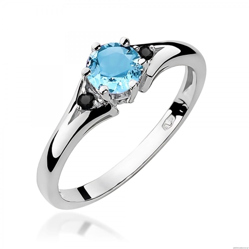 Pierścionek W0076 Topaz Swiss 0,50ct białe złoto 375 z czarnymi diamentami