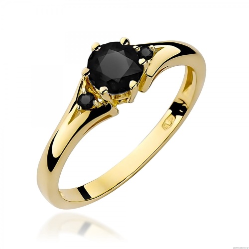Pierścionek W0076 Czarny Diament 0,50ct żółte złoto 375 z czarnymi diamentami