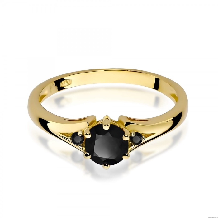 Pierścionek W0076 Czarny Diament 0,50ct żółte złoto 375 z czarnymi diamentami