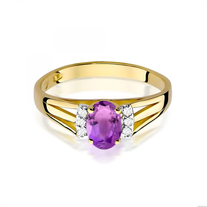 Pierścionek W0005 Ametyst 0,40ct żółte złoto 375