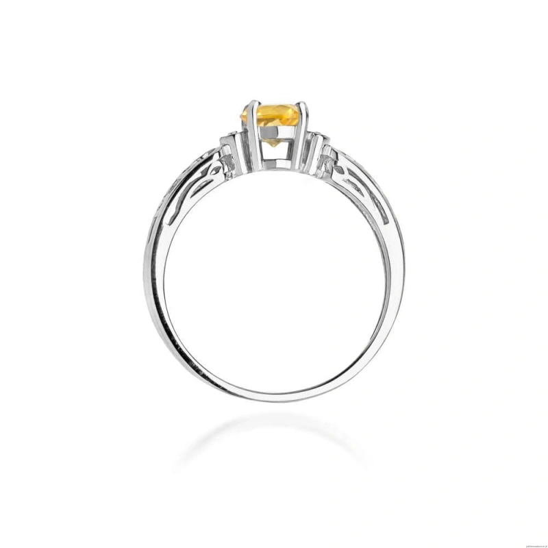 Pierścionek W0014 Cytryn 0,50ct białe złoto 375
