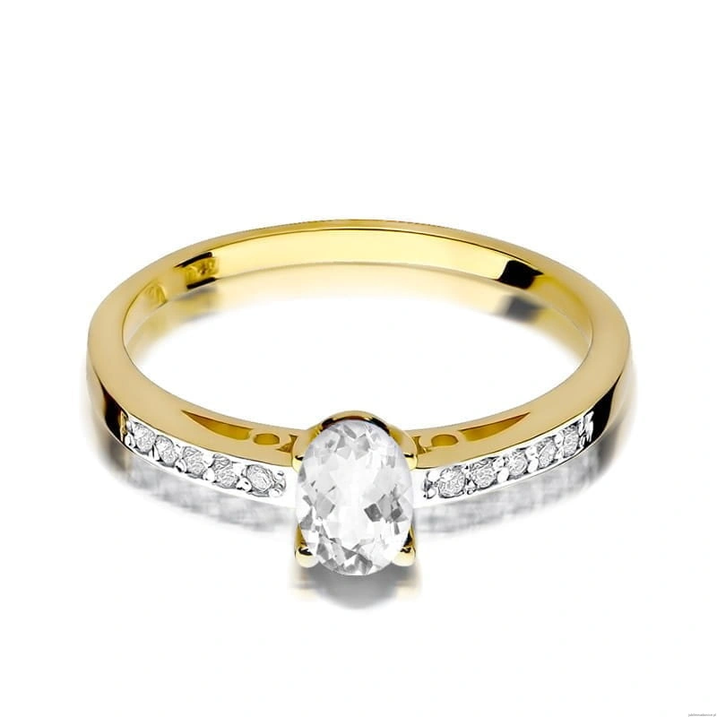 Pierścionek W0067 Biały Szafir 0,50ct żółte złoto 375