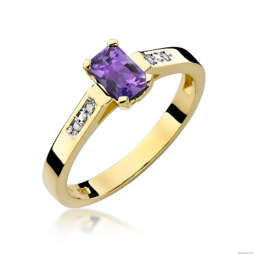 Pierścionek W0078 Ametyst 0,50ct żółte złoto 375