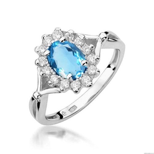 Pierścionek W0182 Topaz Swiss 0,50ct białe złoto 375