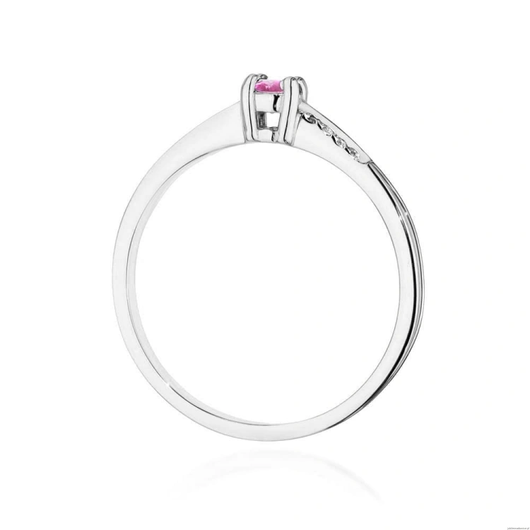 Pierścionek W0258 Różowy Topaz 0,13ct białe złoto 375