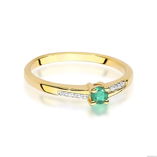 Pierścionek W0258 Szmaragd 0,15ct żółte złoto 375