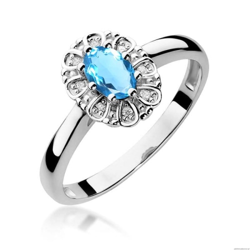 Pierścionek W0304 Topaz Swiss 0,50ct białe złoto 375