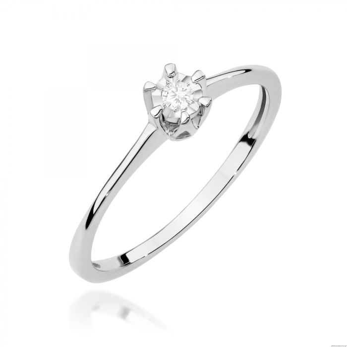 Pierścionek W0628 Diament 0,03ct białe złoto 375