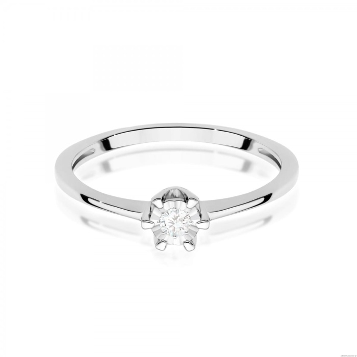 Pierścionek W0628 Diament 0,03ct białe złoto 375