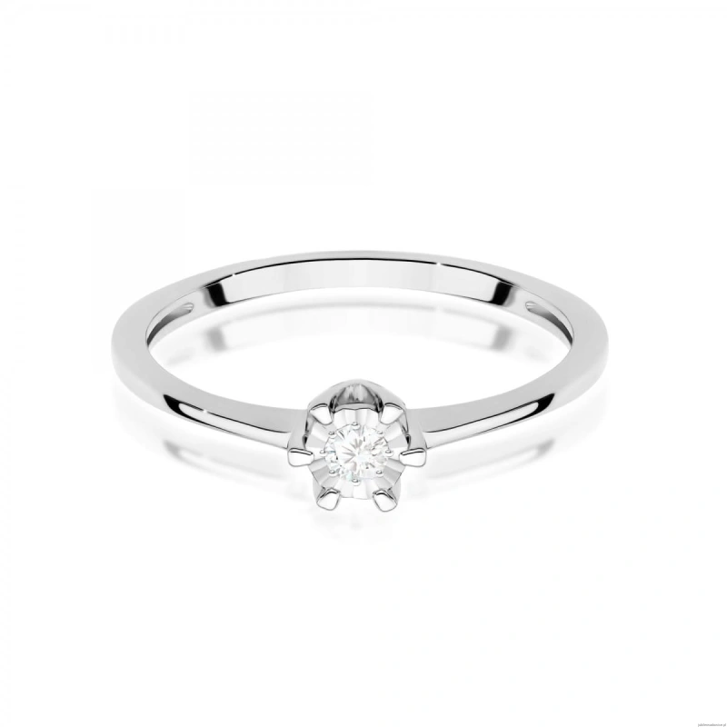 Pierścionek W0628 Diament 0,03ct białe złoto 375