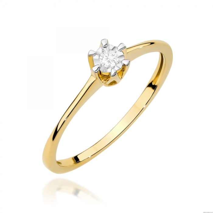 Pierścionek W0628 Diament 0,03ct żółte złoto 375