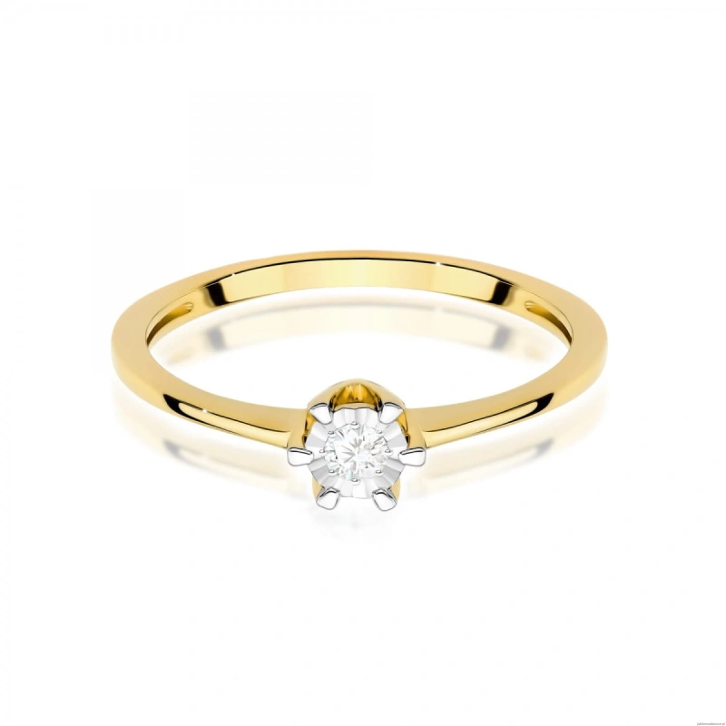 Pierścionek W0628 Diament 0,03ct żółte złoto 375