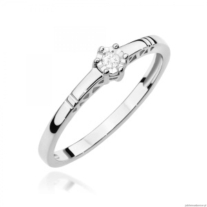 Pierścionek W0630 Diament 0,03ct białe złoto 375
