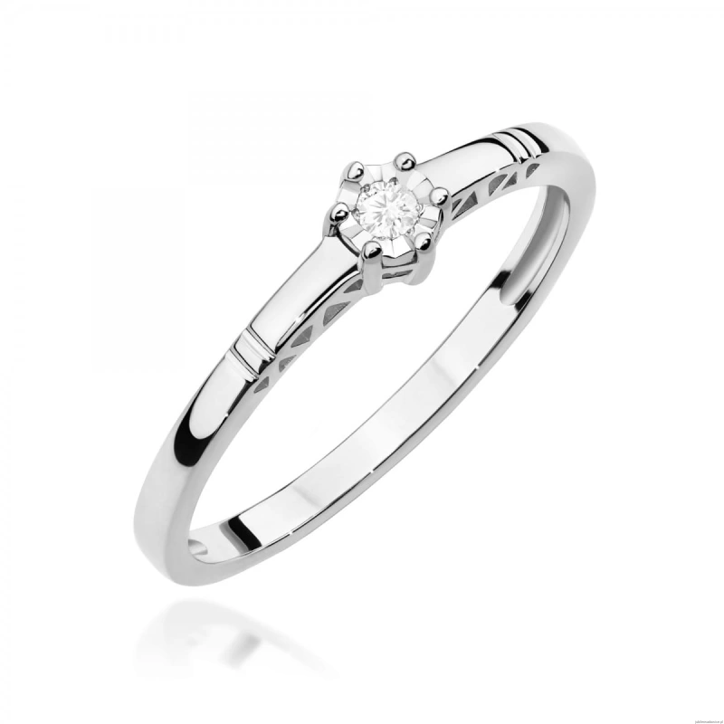 Pierścionek W0630 Diament 0,03ct białe złoto 375