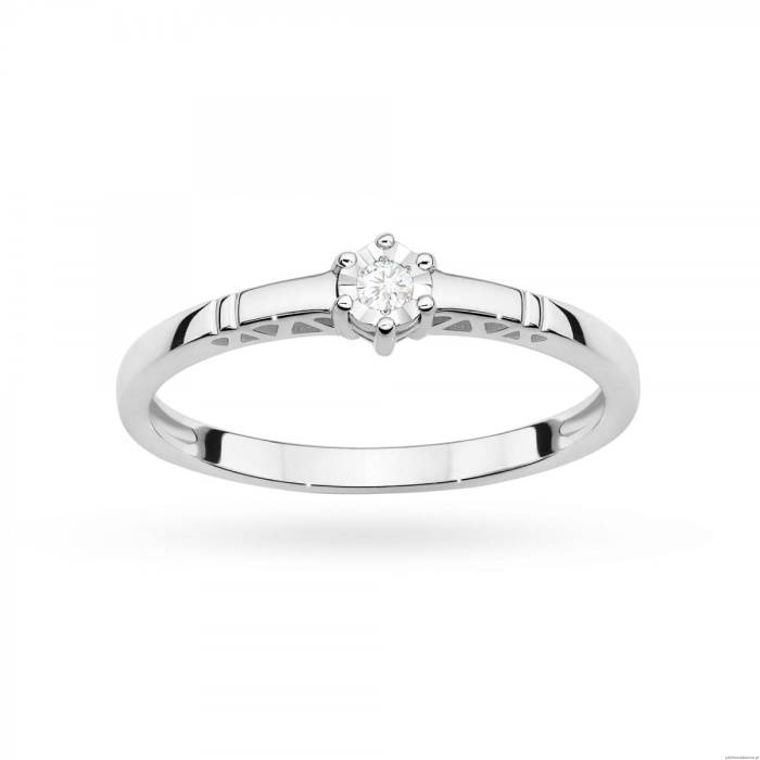 Pierścionek W0630 Diament 0,03ct białe złoto 375