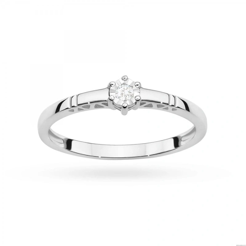 Pierścionek W0630 Diament 0,03ct białe złoto 375