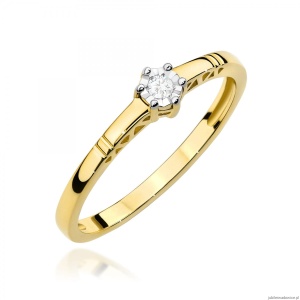 Pierścionek W0630 Diament 0,03ct żółte złoto 375