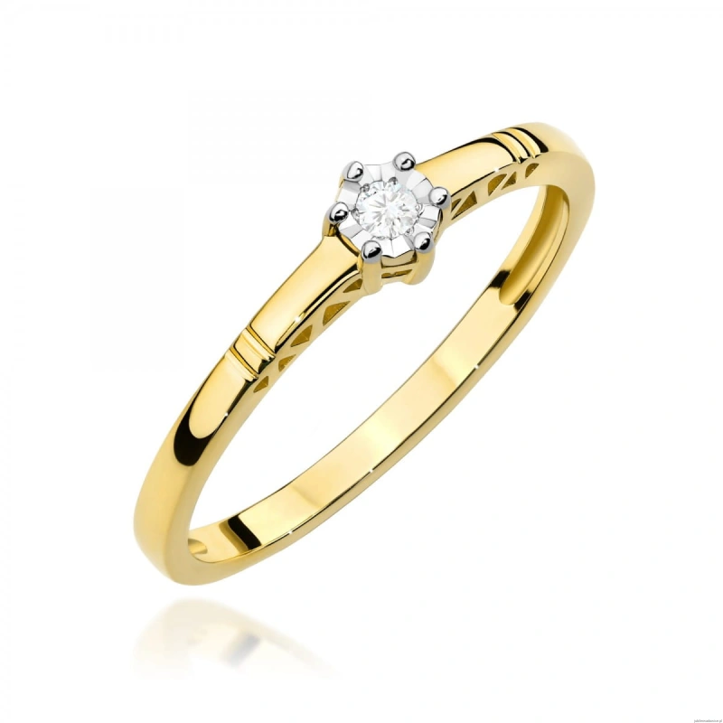 Pierścionek W0630 Diament 0,03ct żółte złoto 375