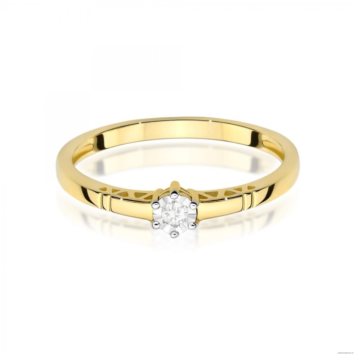 Pierścionek W0630 Diament 0,03ct żółte złoto 375