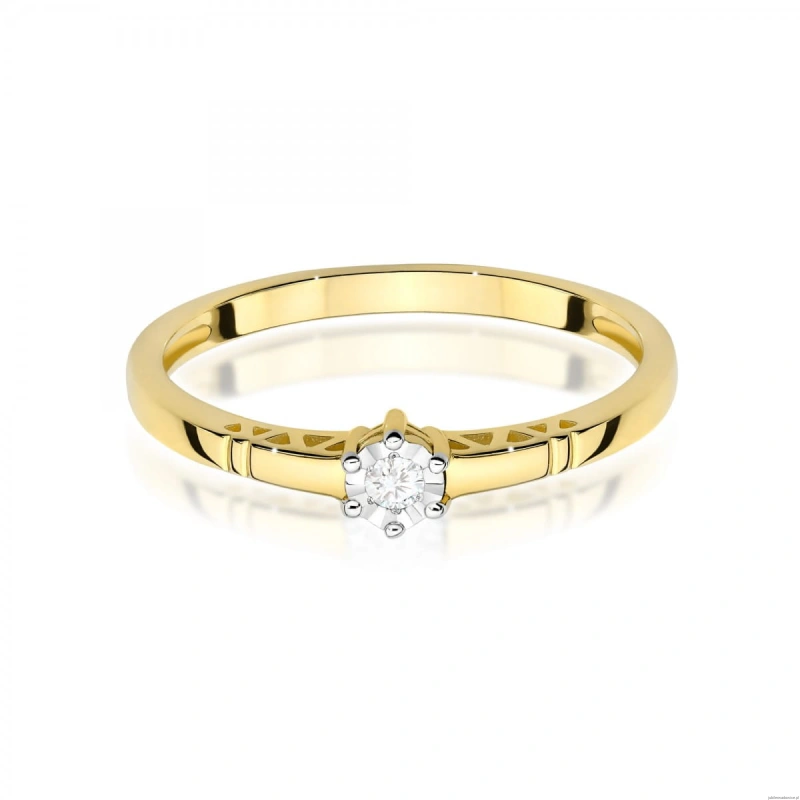 Pierścionek W0630 Diament 0,03ct żółte złoto 375