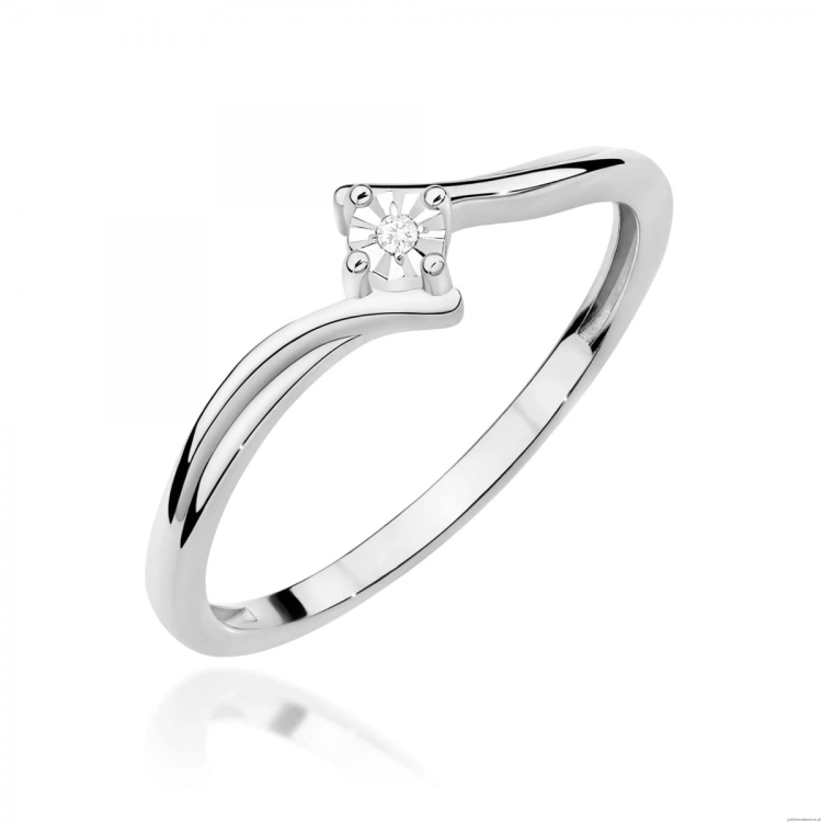 Pierścionek W0631 Diament 0,01ct białe złoto 375