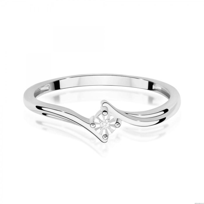 Pierścionek W0631 Diament 0,01ct białe złoto 375