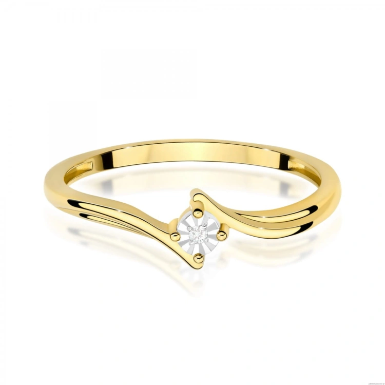 Pierścionek W0631 Diament 0,01ct żółte złoto 375