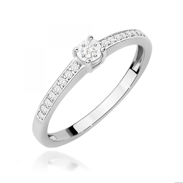 Pierścionek W0648 Diament 0,03ct białe złoto 375