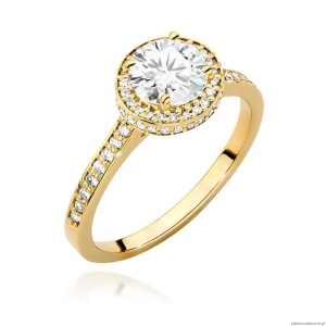 Pierścionek W0508 Diament Laboratoryjny 1,00ct żółte złoto 375