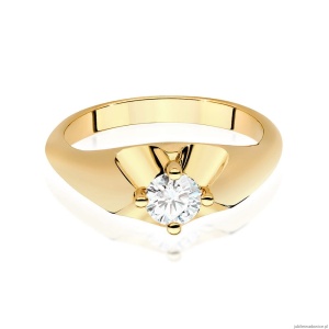 Pierścionek W0545 Diament Laboratoryjny 0,40ct żółte złoto 375
