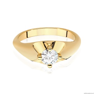 Pierścionek W0545 Diament Laboratoryjny 0,50ct żółte złoto 375