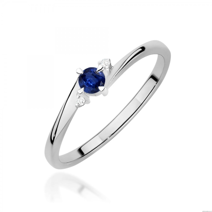 Pierścionek W0346 Szafir 0,15ct białe złoto 375