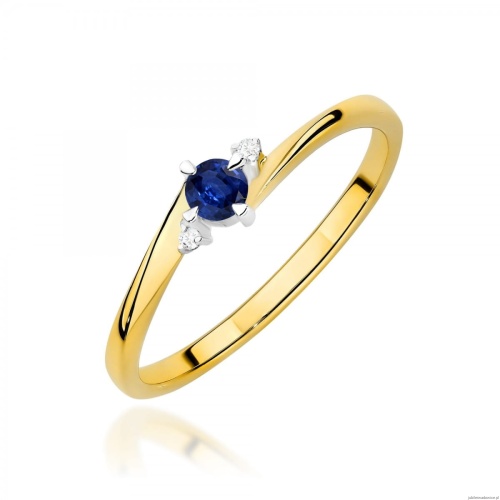 Pierścionek W0346 Szafir 0,15ct żółte złoto 375