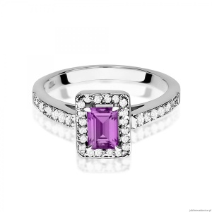 Pierścionek W0422 Ametyst 0,50ct białe złoto 375