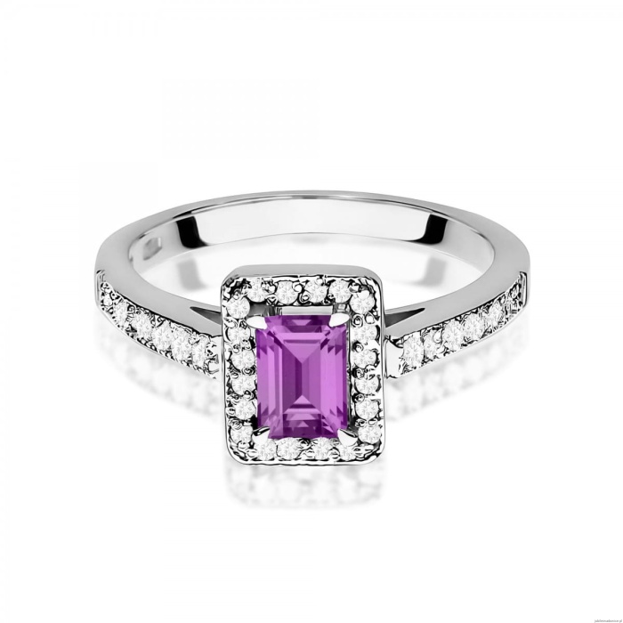 Pierścionek W0422 Ametyst 0,50ct białe złoto 375