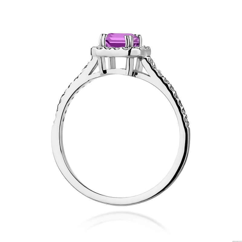 Pierścionek W0422 Ametyst 0,50ct białe złoto 375