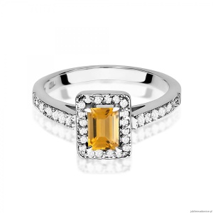 Pierścionek W0422 Cytryn 0,60ct białe złoto 375