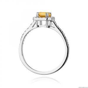 Pierścionek W0422 Cytryn 0,60ct białe złoto 375