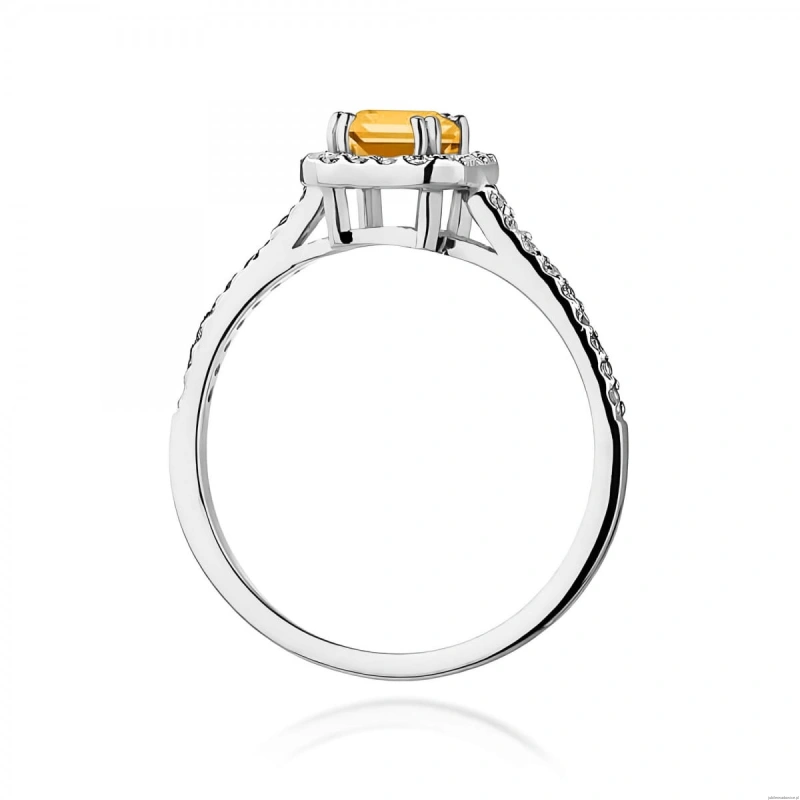 Pierścionek W0422 Cytryn 0,60ct białe złoto 375