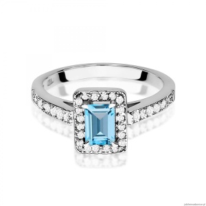 Pierścionek W0422 Topaz Swiss 0,65ct białe złoto 375