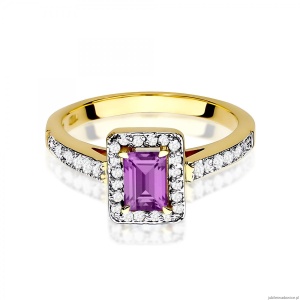 Pierścionek W0422 Ametyst 0,50ct żółte złoto 375