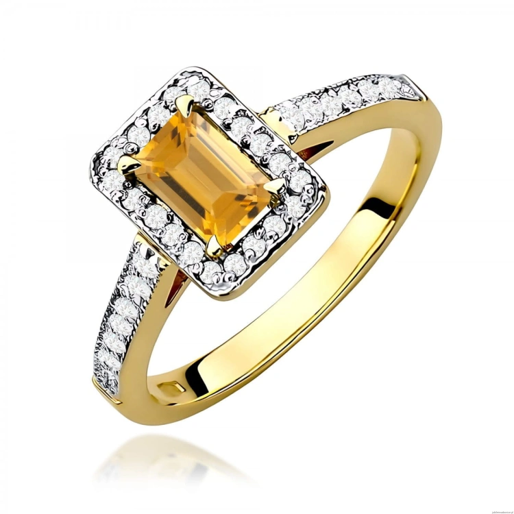 Pierścionek W0422 Cytryn 0,60ct żółte złoto 375