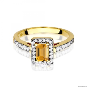 Pierścionek W0422 Cytryn 0,60ct żółte złoto 375