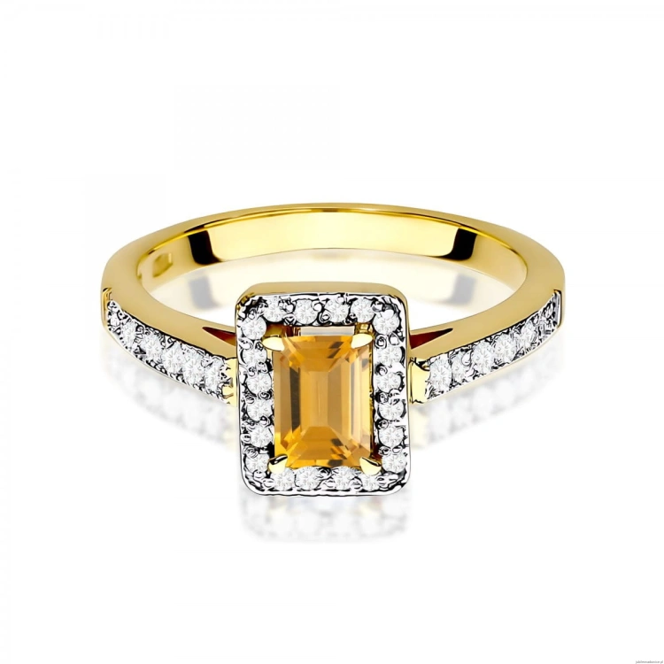 Pierścionek W0422 Cytryn 0,60ct żółte złoto 375